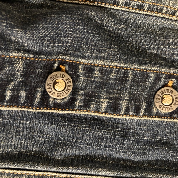 VTG Solid Premium Jeans Classic Edgy Casual Denim Jacket Size Small Cotton - Picture 9 of 9